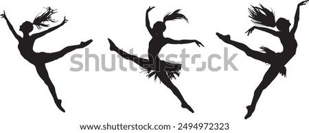 Dancing related many poses style Silhouette vector