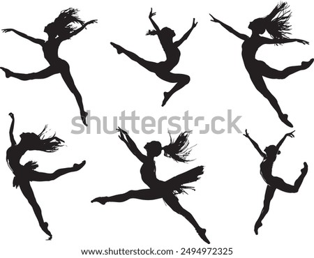 Dancing related many poses style Silhouette vector