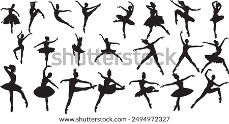 Dancing related many poses style Silhouette vector