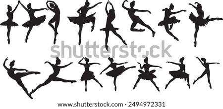 Dancing related many poses style Silhouette vector