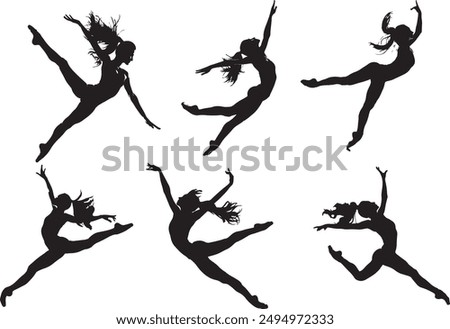 Dancing related many poses style Silhouette vector