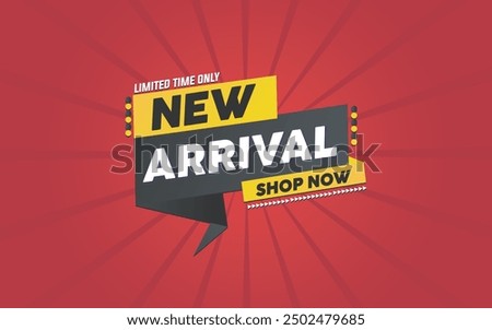 New Arrival banner template design. New Arrival label For web and social media banner, new product background, product poster sign. Simple and modern vector illustration.