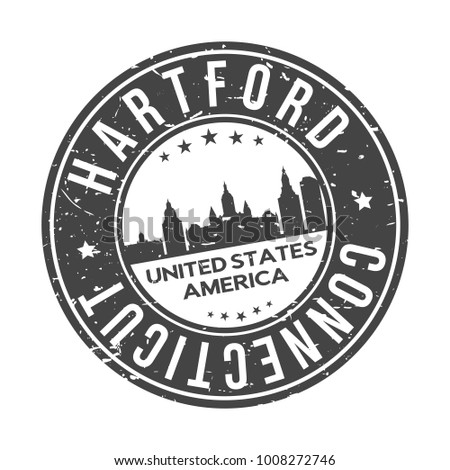 Hartford Connecticut USA Stamp Logo Icon Symbol Design Skyline City.