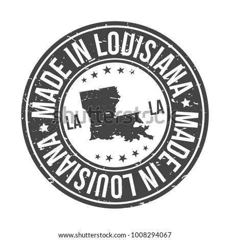 Made in Louisiana State USA Quality Original Stamp Design Vector Art Tourism Souvenir Round.