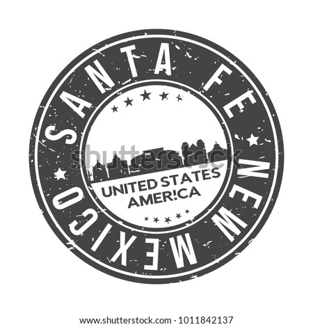 Santa Fe New Mexico USA Stamp Logo Icon Skyline Silhouette Symbol Round Design Skyline City.