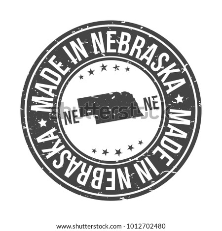 Made in Nebraska State USA Quality Original Stamp map. Design Vector Art Tourism Souvenir Round Seal Badge.