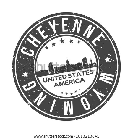 Cheyenne Wyoming Stamp Logo Icon Skyline Silhouette Symbol Round Design Skyline City.