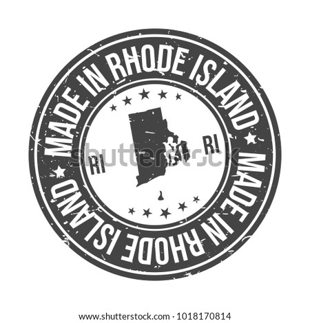 Made in Rhode Island State USA Quality Original Stamp Map. Design Vector Art Seal Badge.