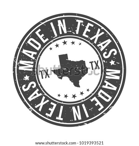 Made in Texas State Map. USA Quality Original Stamp Design Vector Art Seal Badge Illustration.