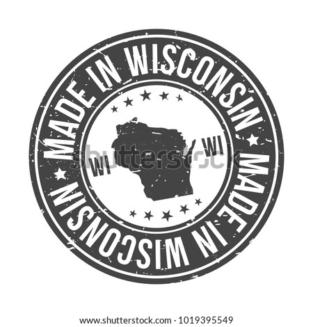 Made in Wisconsin State USA Quality Original Stamp Design Vector Art Seal Badge Illustration Mail.