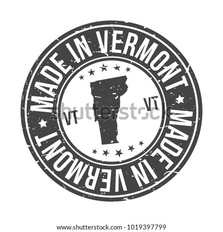 Made in Vermont State USA Map Quality Original Stamp. Design Vector Art Seal Badge Illustration.