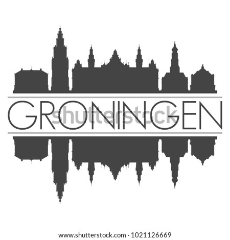 Groningen Netherlands Skyline Vector Art Mirror Silhouette