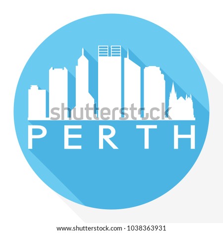 Perth Australia Flat Icon Skyline Silhouette Design City Vector Art Logo.