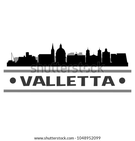 Valletta Malta Skyline Silhouette Stamp City Design Vector Art Template