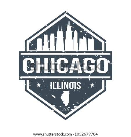 Chicago Illinois Travel Stamp Icon Skyline City Design Badge Seal Passport Vector.