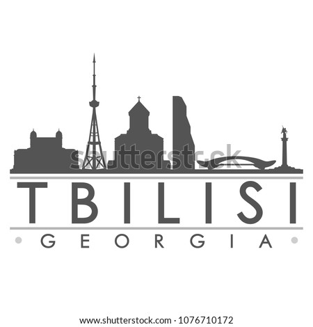 Tbilisi Skyline Silhouette Design City Vector Art Famous Buildings.