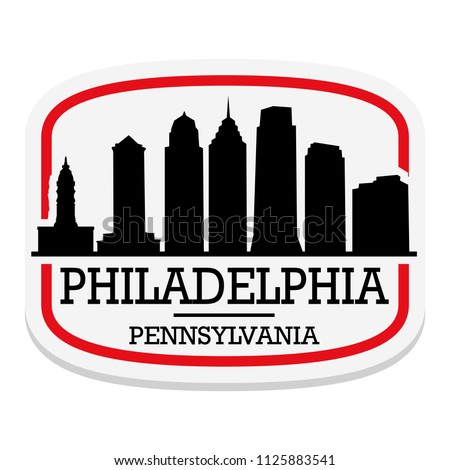 Philadelphia Pennsylvania Label Stamp Icon Skyline City Design Tourism logo.