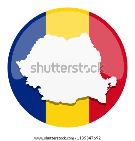 Romania Map Silhouette Flag Button Round Vector Art Design Patriotic Symbol