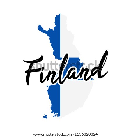 Finland Map Silhouette Flag Button Vector Art Design Patriotic Symbol