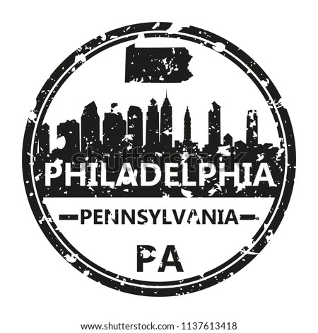 Philadelphia Pennsylvania Travel Stamp Icon Skyline City Design Tourism