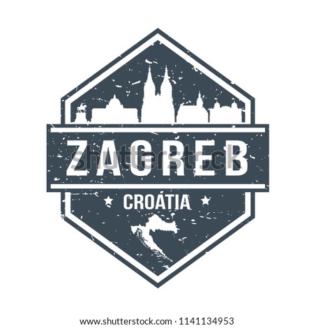 Zagreb Croatia Travel Stamp Icon Skyline City Design Tourism Badge Rubber.