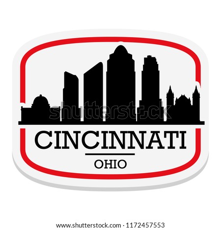 Cincinnati Ohio USA Label Stamp Icon Skyline City Design Tourism