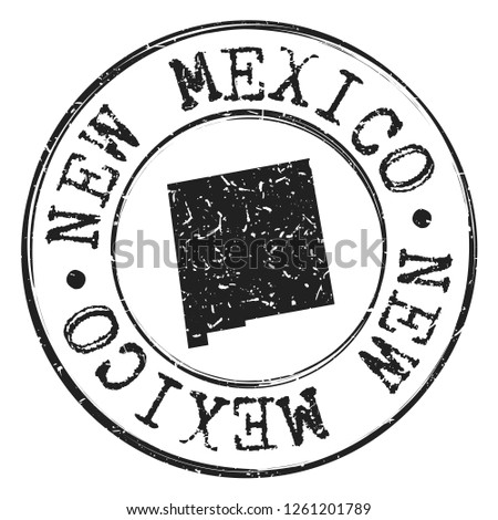 New Mexico Map Silhouette Postal Passport. Stamp Round Vector Icon Seal Badge Illustration.