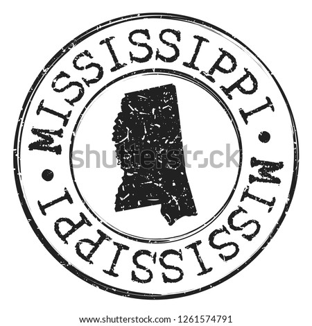 Mississippi Map Silhouette Postal Passport. Stamp Round Vector Icon Seal Badge Illustration.