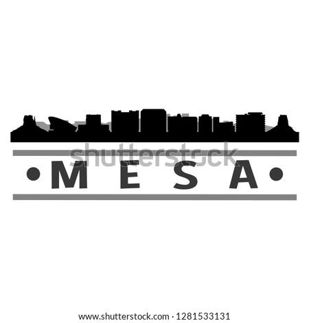 Mesa Arizona. City Skyline. Silhouette City. Design Vector. Famous Monuments.