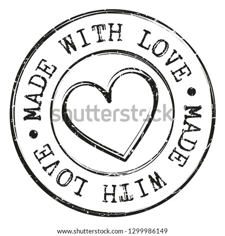 Made With Love Quality Stamp Round Design Vector Insignia Valentine's Day Badge.