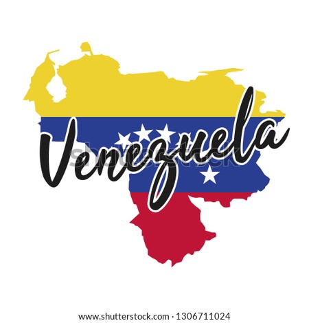 Venezuela Map Silhouette Flag Button Vector Art Design Patriotic Symbol