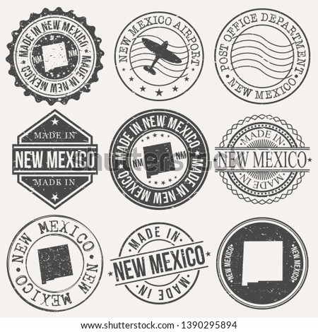 New Mexico Set of Stamps. Travel Stamp. Made In Product. Design Seals Old Style Insignia.