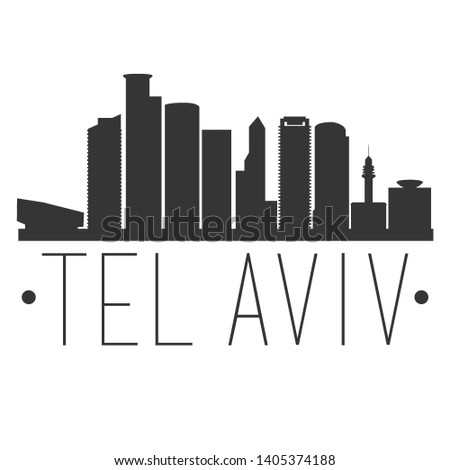 Tel Aviv Israel. City Skyline. Silhouette City. Design Vector. Famous Monuments.