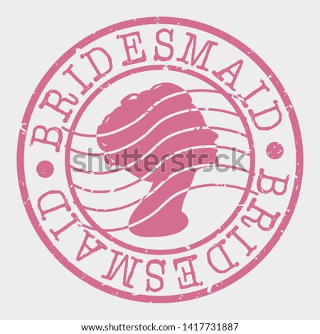 Bridesmaid Stamp. Woman Hair Silhouette Seal. Round Design. Vector Icon. Design Retro Insignia.