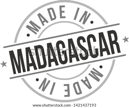 Made in Madagascar Quality Original Stamp Design Vector Art Tourism Souvenir Round Seal National Product Badge.