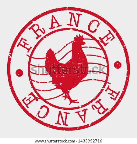 France Stamp. Chicken Silhouette Seal. Round Design. Vector Icon. Design Retro Insignia.