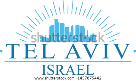 Tel Aviv Israel City. Banner Design. City Skyline. Silhouette Vector. Famous Monuments.