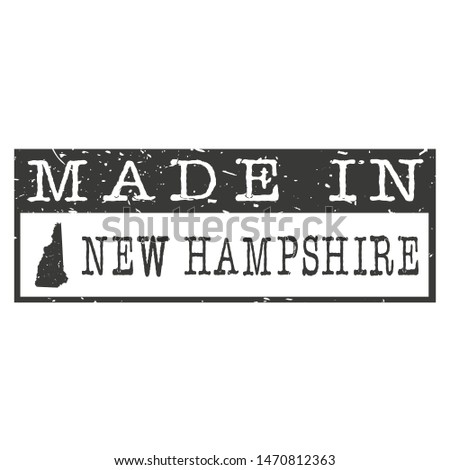 Made In New Hampshire. Stamp Rectangle Map. Logo Icon Symbol. Design Certificated.