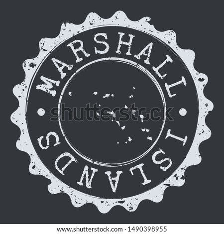 Marshall Islands Seal Map. Silhouette Postal Passport Stamp. Round Vector Icon Postmark.