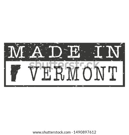 Made In Vermont. Stamp Rectangle Map. Logo Icon Symbol. Design Certificated.