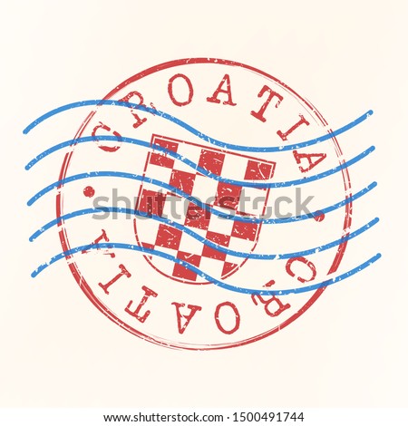Croatia Stamp Postal. Shield Silhouette Seal. Passport Round Design. Vector Icon. Design Retro Travel.