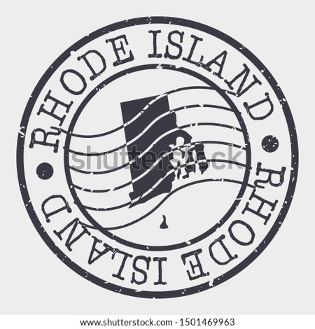Rhode Island Stamp Postal. Map Silhouette Seal. Passport Round Design. Vector Icon. Design Retro Travel.