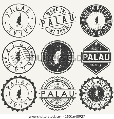 Palau Travel Stamp Made In Product Stamp Logo Icon Symbol Design Insignia.