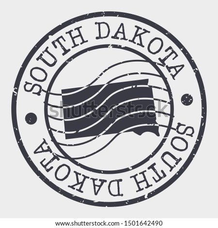 South Dakota Stamp Postal. Map Silhouette Seal. Passport Round Design. Vector Icon. Design Retro Travel.