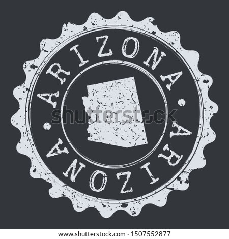 Arizona Map Seal. Silhouette Postal Passport Stamp. Round Vector Icon Postmark.