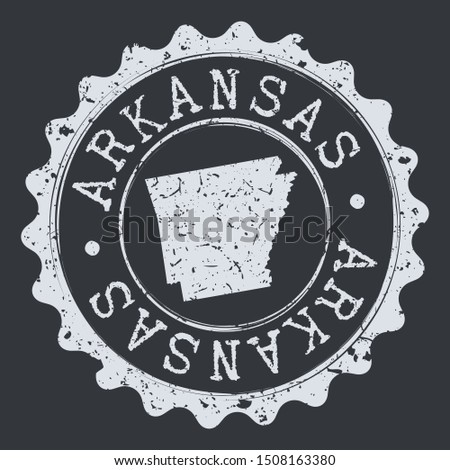 Arkansas Seal. Silhouette Postal Passport Stamp. Round Vector Icon Postmark.