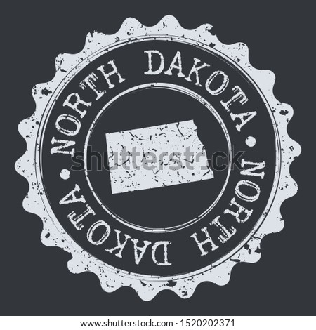 North Dakota Map Seal. Silhouette Postal Passport Stamp. Round Vector Icon Postmark.