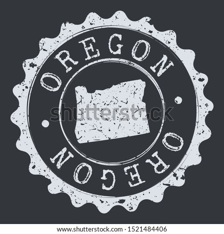 Oregon Map Seal. Silhouette Postal Passport Stamp. Round Vector Icon Postmark.