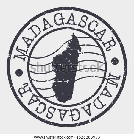 Madagascar Stamp Postal. Map Silhouette Seal. Passport Round Design. Vector Icon. Design Retro Travel.