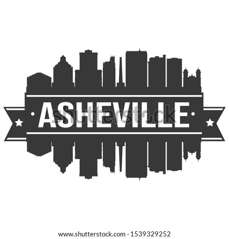 Asheville North Carolina. Skyline Silhouette City. Cityscape Design Vector. Famous Monuments Tourism.